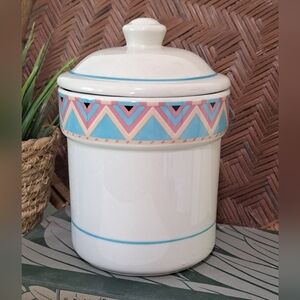 Sango Stoneware ZUNI 10/1988 Small Canister W/Lid Southwestern